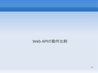 13
Web APIの動作比較
 