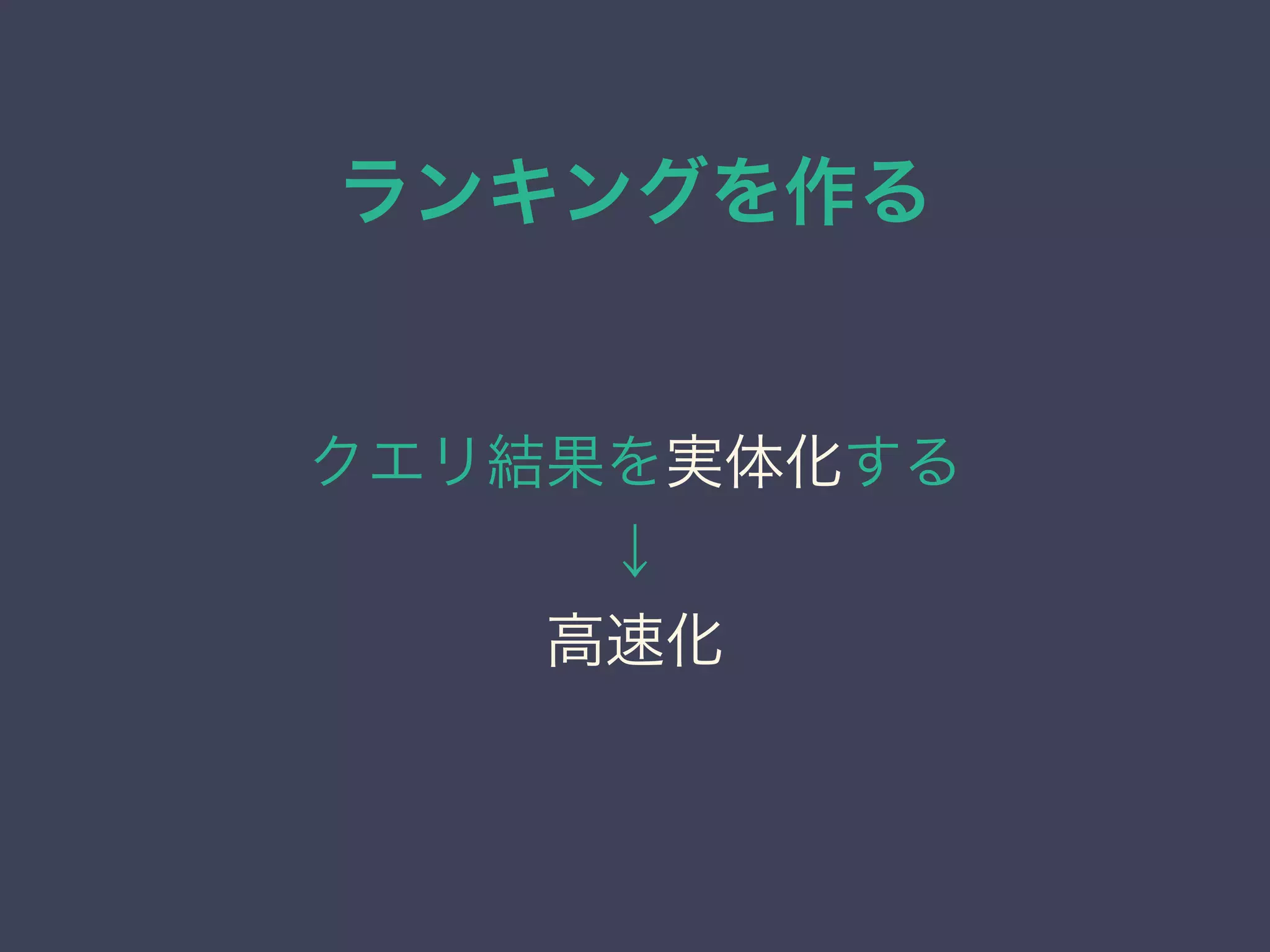 ランキングを作る
クエリ結果を実体化する
↓
高速化
 