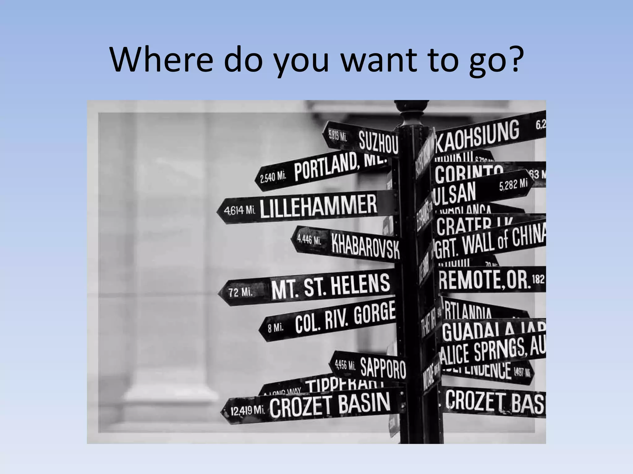 Where do you want to go?
 
