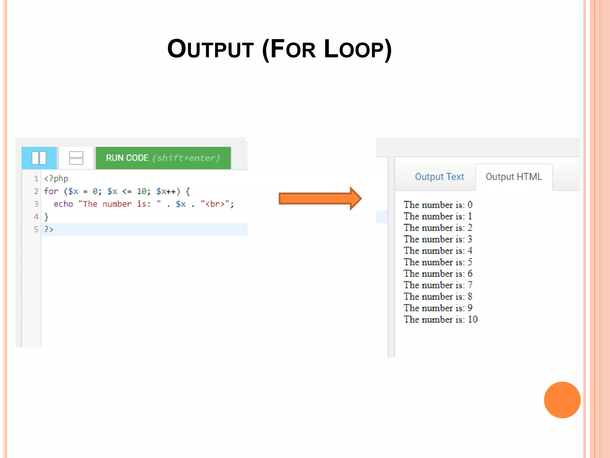 OUTPUT (FOR LOOP)
 