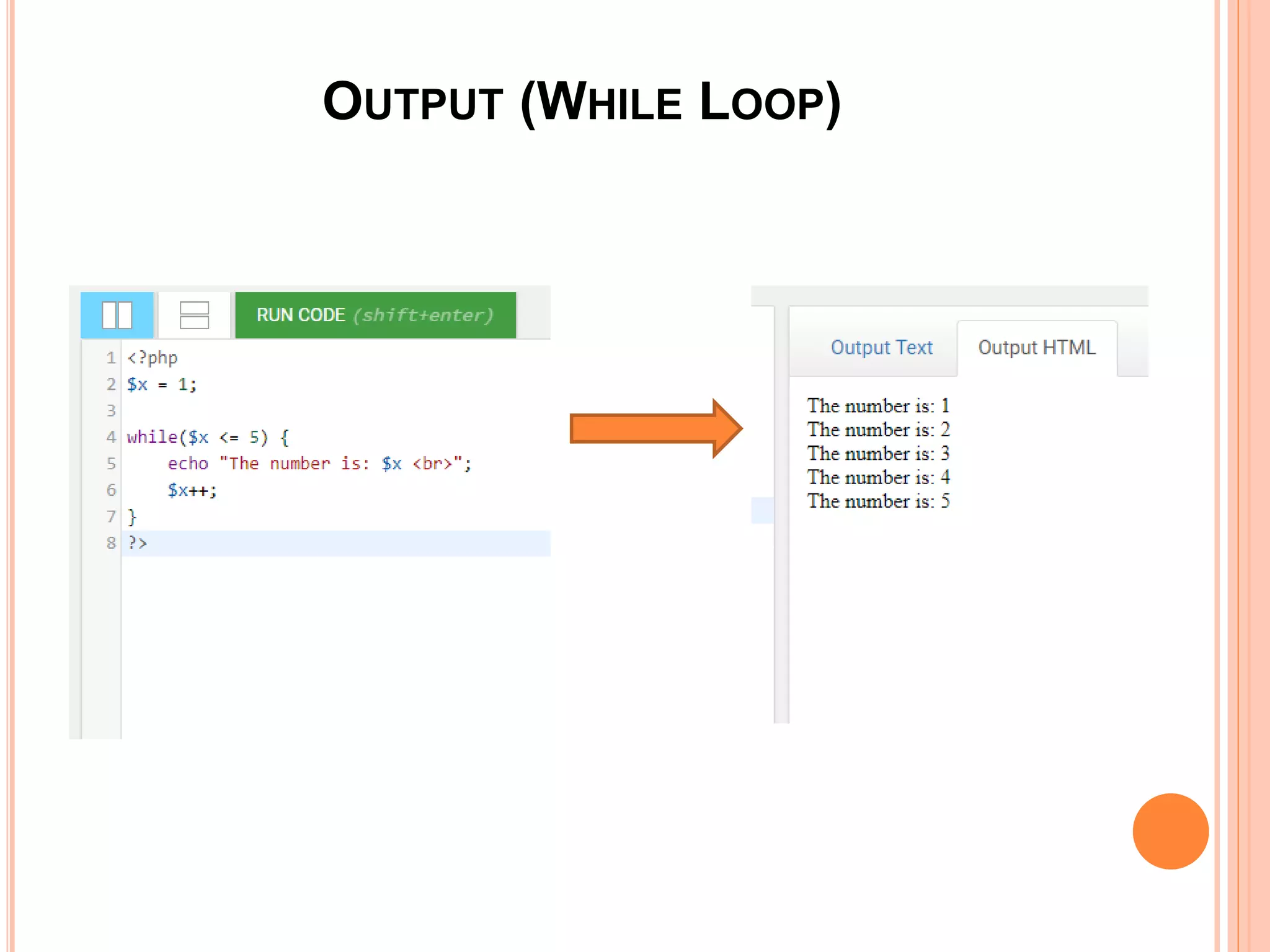 OUTPUT (WHILE LOOP)
 