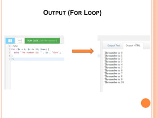 OUTPUT (FOR LOOP)
 