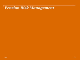 PwC
Pension Risk Management
4
 