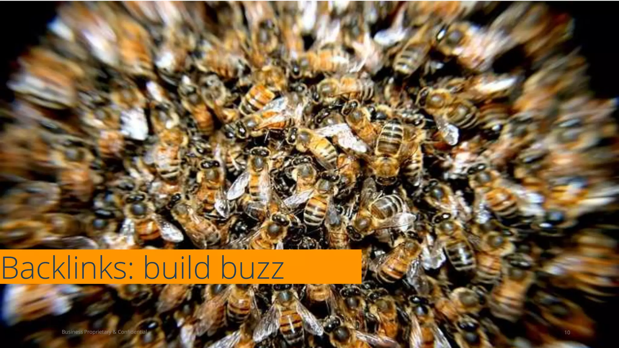 Backlinks: build buzz
10Business Proprietary & Confidential
 