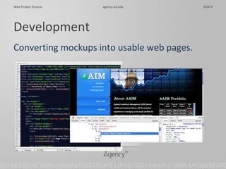 Development Converting mockups into usable web pages. 