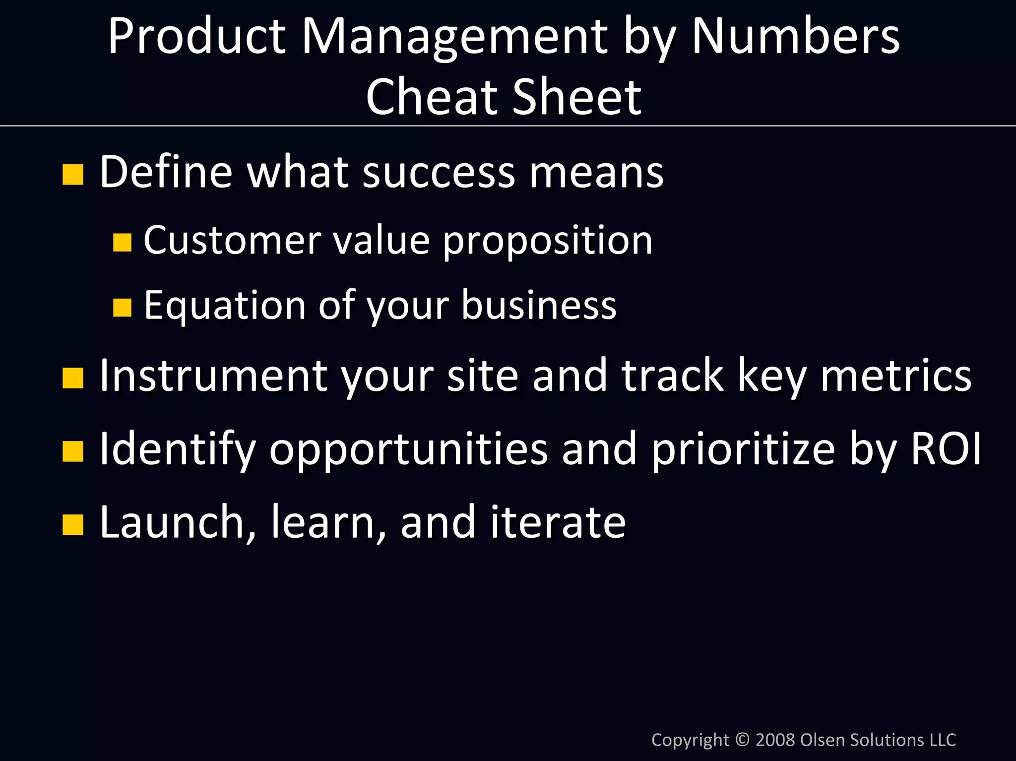 Product Management by Numbers: Using Metrics To Optimize Your Product by Dan Olsen
