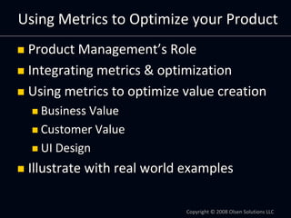 Product Management by Numbers: Using Metrics To Optimize Your Product ...