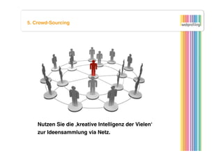 5. Crowd-Sourcing




    Nutzen Sie die ‚kreative Intelligenz der Vielenʻ 
    zur Ideensammlung via Netz.
 