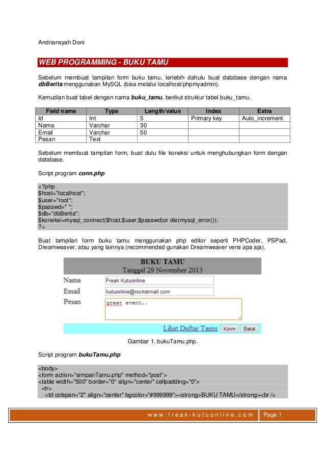 Web Programming DB Buku Tamu Web Programming DB Buku Tamu