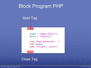 Block Program PHP
Start Tag
Close Tag
 