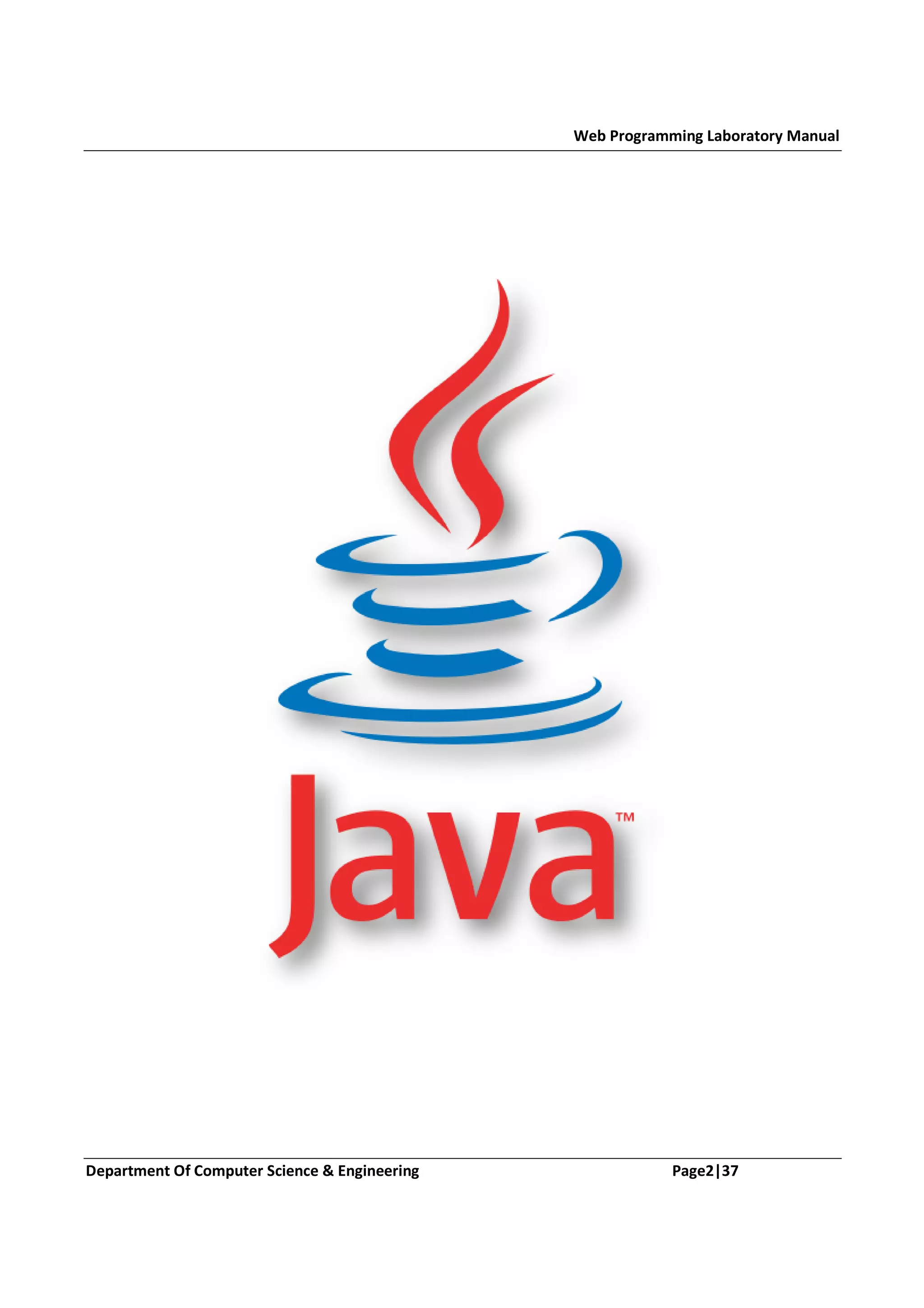 Web Programming Laboratory Manual Department Of Computer Science & Engineering Page2|37 