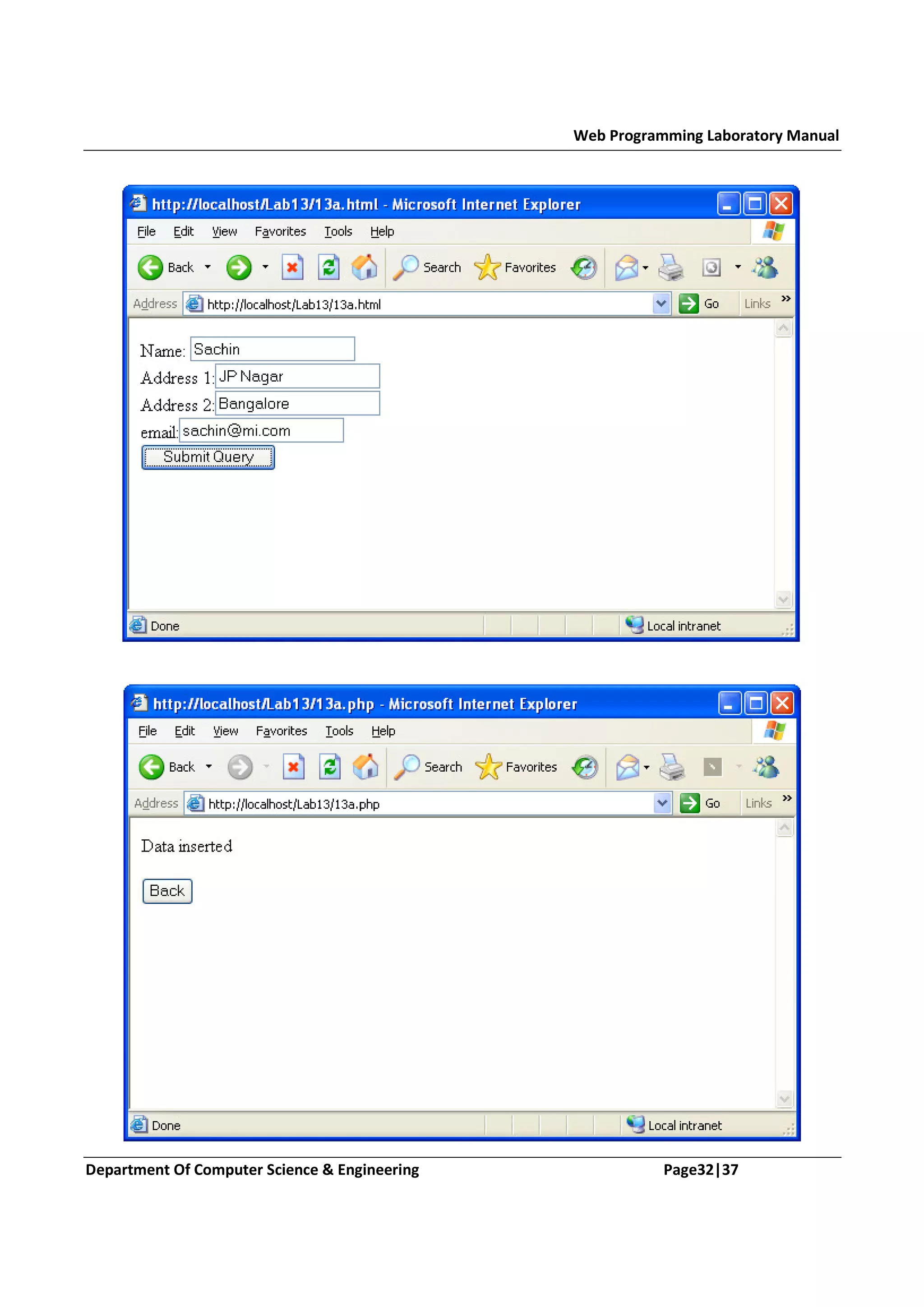 Web Programming Laboratory Manual Department Of Computer Science & Engineering Page32|37 