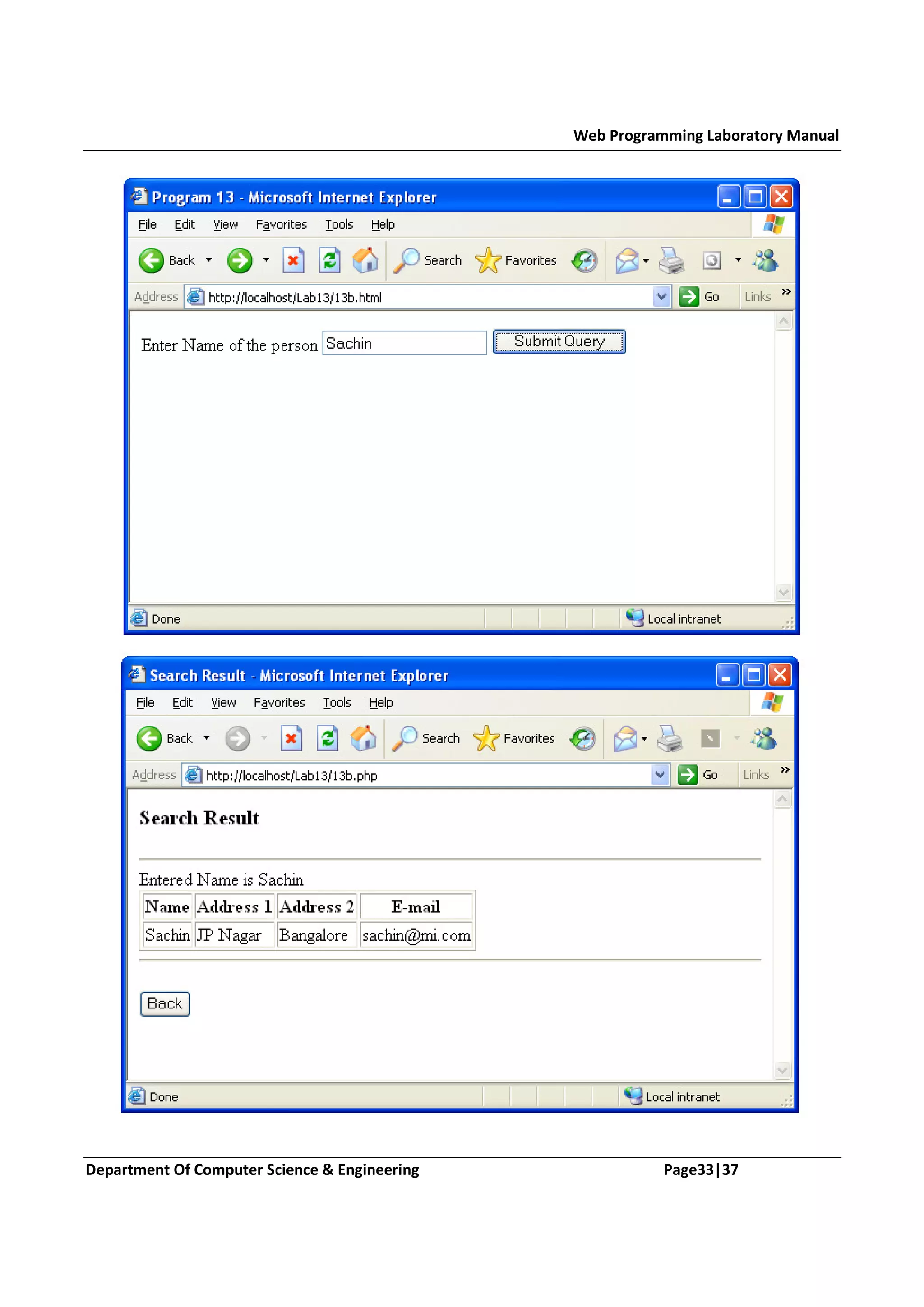Web Programming Laboratory Manual Department Of Computer Science & Engineering Page33|37 