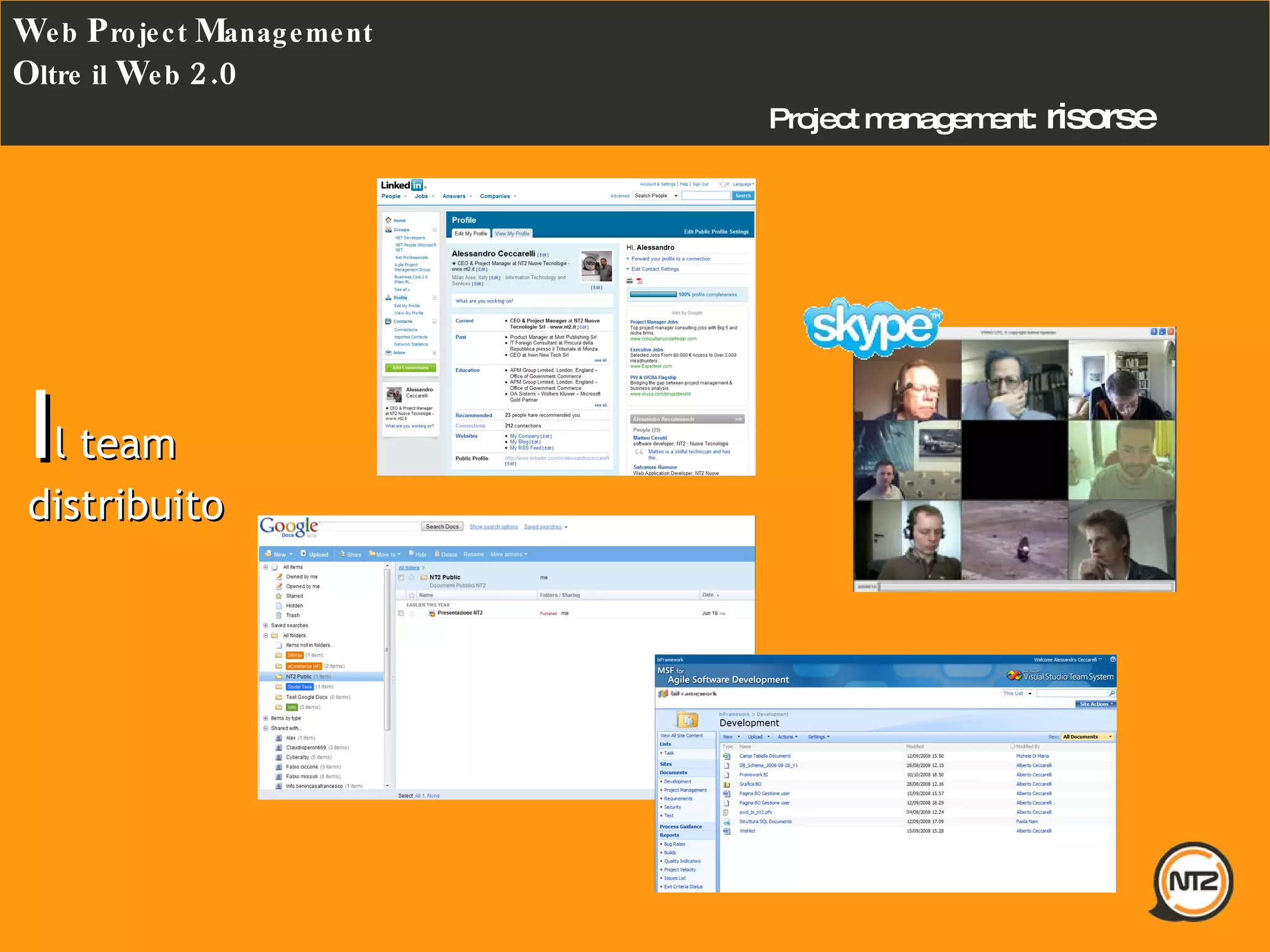 Project management:   risorse W eb  P roject  M anagement O ltre il  W eb  2.0 I l team distribuito 