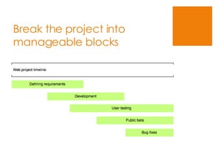 Break the project into manageable blocks 
