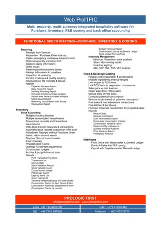 Prologic Software Web prol'ific (Back office management) | PDF