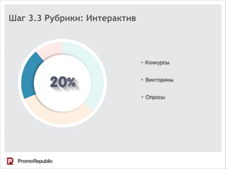 • Конкурсы
• Опросы
• Викторины
Шаг 3.3 Рубрики: Интерактив
 