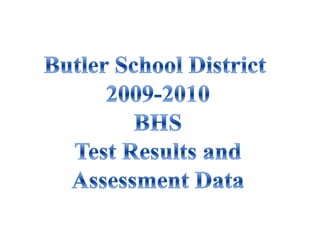 Butler School District 2009-2010 BHSTest Results andAssessment Data 
