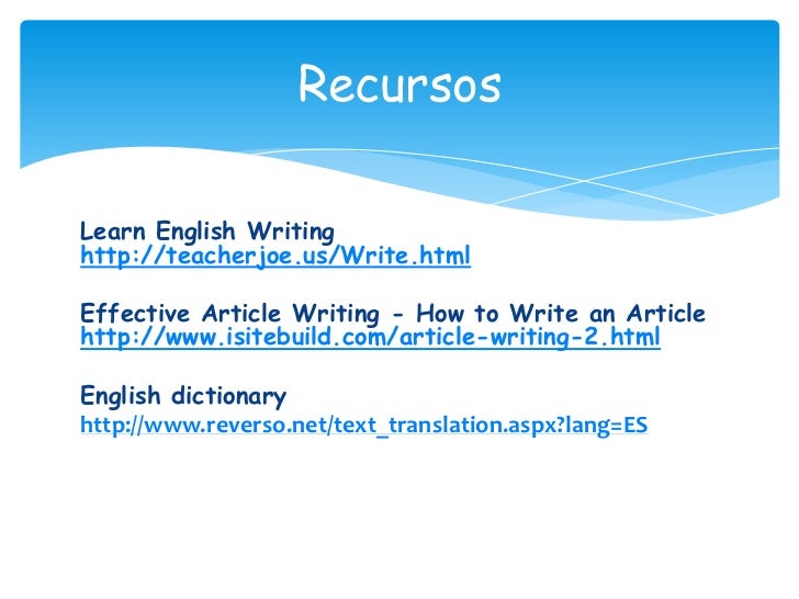 How to write an article - English Class