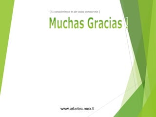 [ El conocimiento es de todos compartelo ]

www.orbetec.mex.tl

 