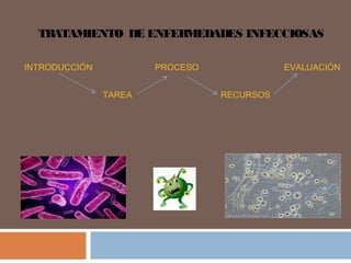 TRATAMIENTO DE ENFERMEDADES INFECCIOSAS 
INTRODUCCIÓN 
TAREA 
PROCESO 
RECURSOS 
EVALUACIÓN 
 