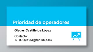 Prioridad de operadores
Gladys Castillejos López
Contacto:
» 00059833@red.unid.mx
 