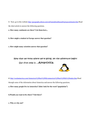 Webquest: Seven Continents