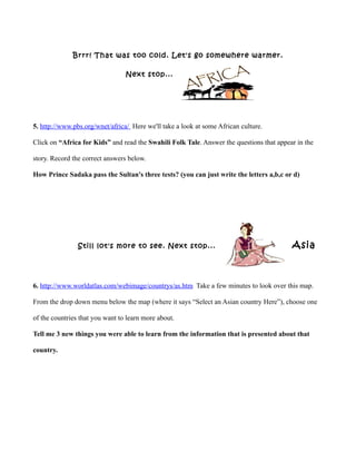 Webquest: Seven Continents