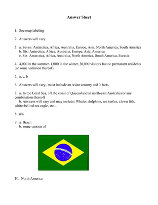 Webquest: Seven Continents