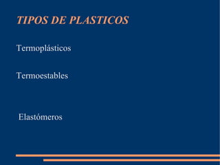 TIPOS DE PLASTICOS Termoplásticos 