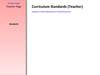 [Student Page]
Teacher Page      Curriculum Standards (Teacher)
                  Academic Content Standards for Physical Education




  Standards
 