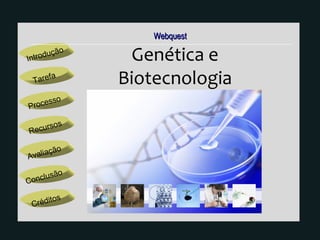 Introdução Avaliação Conclusão Tarefa Processo Recursos Créditos Genética e Biotecnologia Webquest 