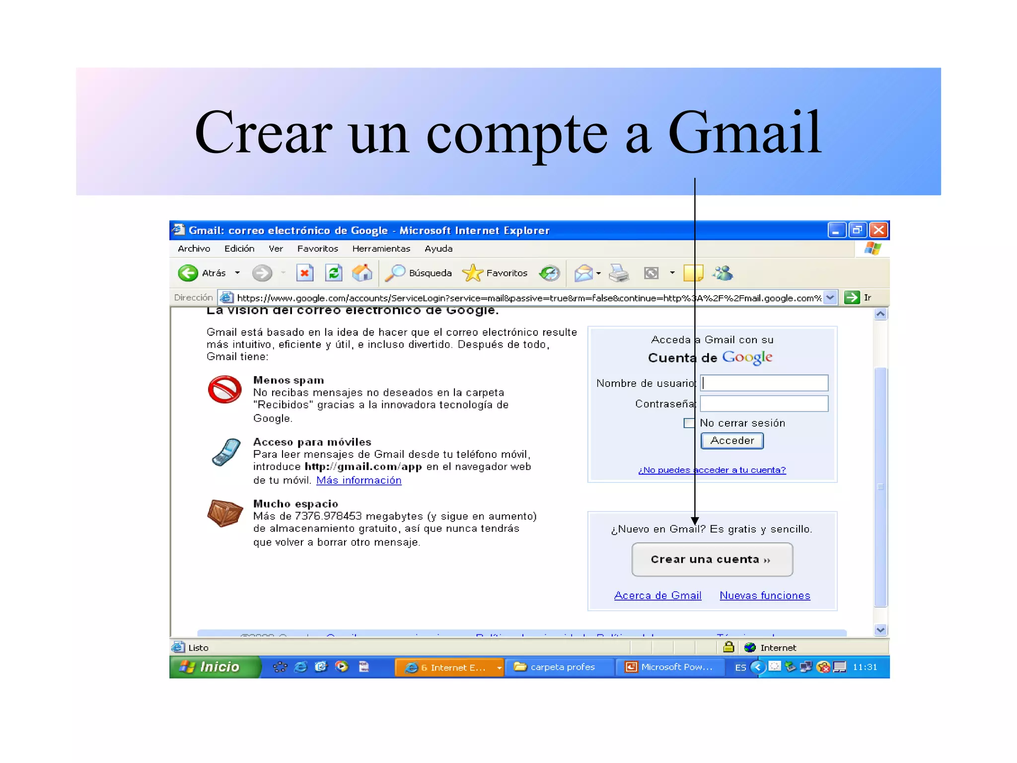 Crear un compte a Gmail 