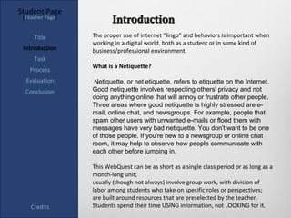 Netiquette Conclusion Webquest Internet Netiquette | PPT
