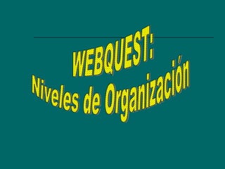 WEBQUEST: Niveles de Organización 