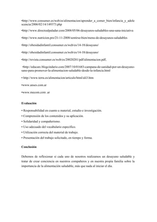 Webquests desayuno saludable