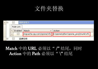 文件夹替换 Match 中的 URL 必须以“ / ” 结尾，同时 Action 中的 Path 必须以“ \ ” 结尾 