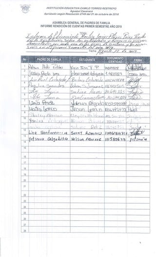 RENDICION DE CUENTAS 2019