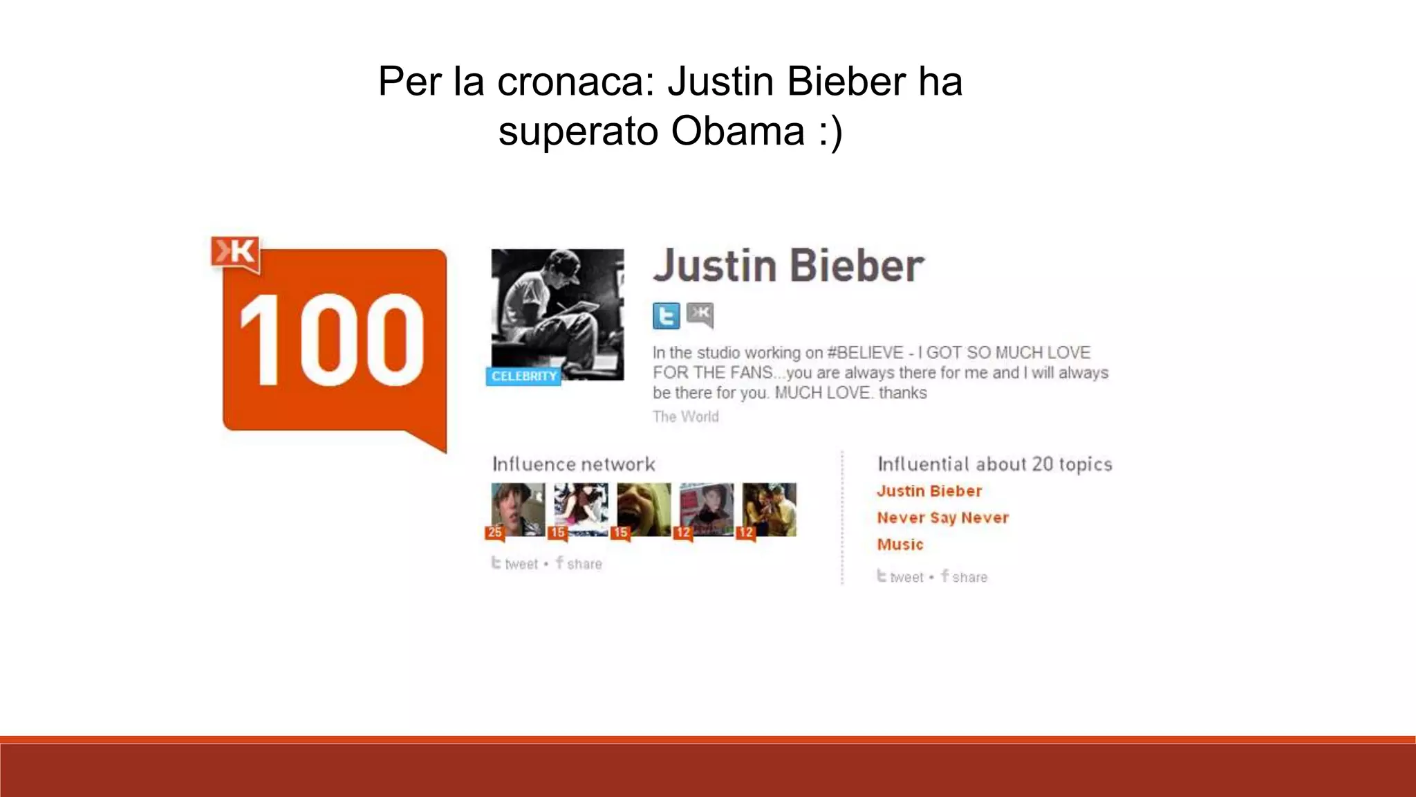Per la cronaca: Justin Bieber ha
superato Obama :)
 