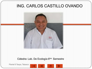 ING. CARLOS CASTILLO OVANDO




          Cátedra: Lab. De Ecología 6tos Semestre

Plantel 9 Teapa, Tabasco
 