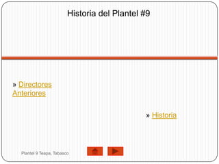 Historia del Plantel #9




» Directores
Anteriores


                                              » Historia




  Plantel 9 Teapa, Tabasco
 