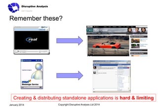 Remember these?

Creating & distributing standalone applications is hard & limiting
January 2014

Copyright Disruptive Analysis Ltd 2014

 