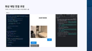 화상 채팅 연결 과정
카메라, 마이크 등의 미디어를 스트림 형태로 노출
app.js
 
