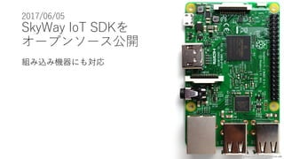 2017/06/05
SkyWay IoT SDKを
オープンソース公開
組み込み機器にも対応
github.com/nttcom/skyway-iot-sdk
 
