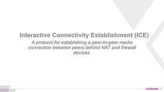 38
Get A STUN & TURN Server
Run your
own
Use a TURN
service
coturn
restund
Numb
Frozen Mountain
EyeBall Networks
Xirsys
Twilio
Bit6
Video Roaming
 
