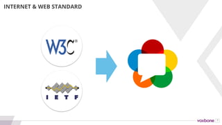 9
Peer-to-peer
RTC
connectivity
peerConnection
Arbitrary p2p
data
transmission
dataChannel
Stream
Capture
getUserMedia
Camera,
Microphone,
Screen
3(+) WEB-FRIENDLY (/NATIVE) API’S
Statistics
getStats
 