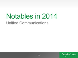 Notables in 2014 
Unified Communications 
10 
 
