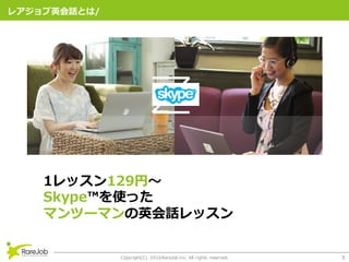 Copyright(C) 2016RareJob Inc. All rights reserved. 5
쥢ӢԒȤ/
1å129?
Skype?ʹä
ޥĩ`ޥӢԒå
 