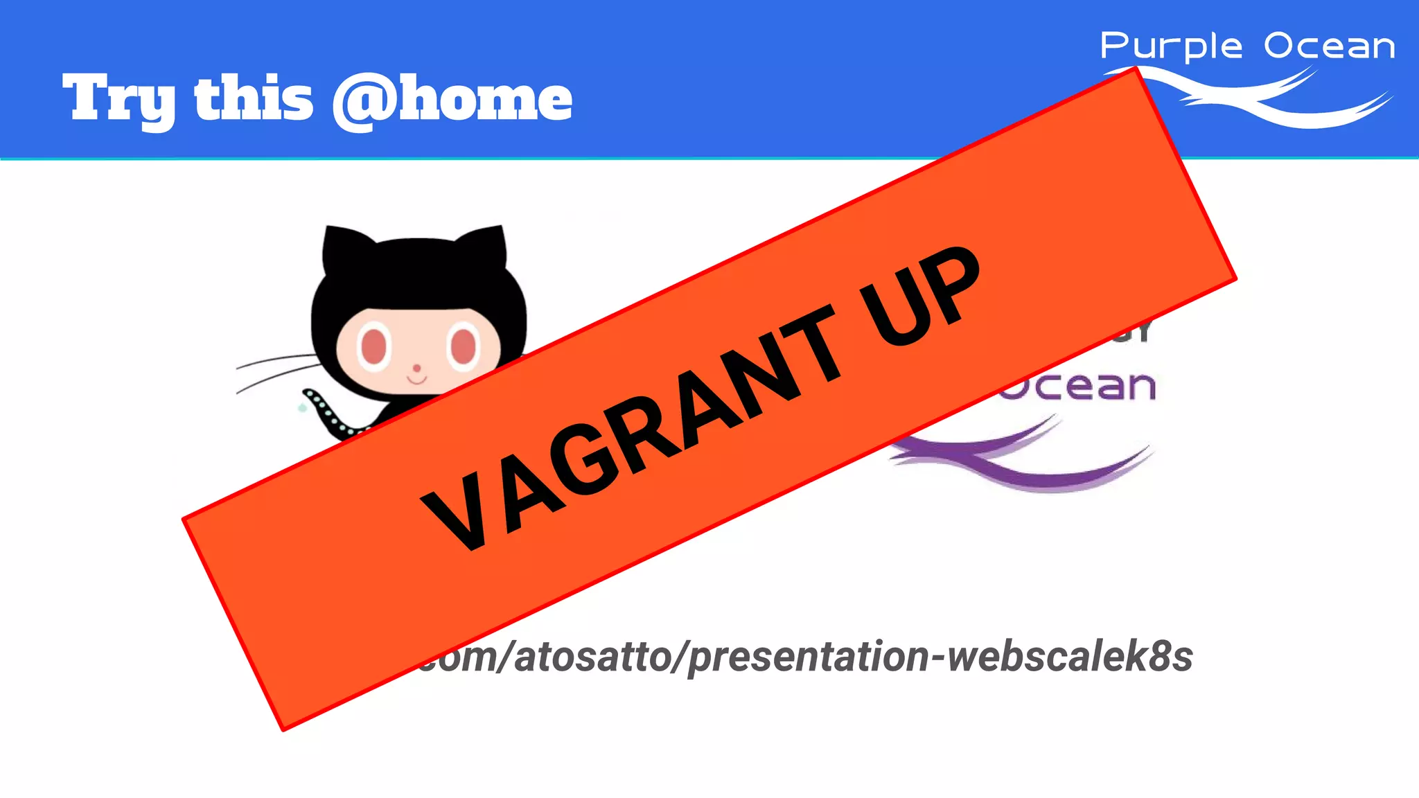 Try this @home
github.com/atosatto/presentation-webscalek8s
VAGRANT UP
 