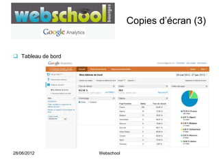 Copies d’écran (3)


 Tableau de bord




28/06/2012          Webschool
 